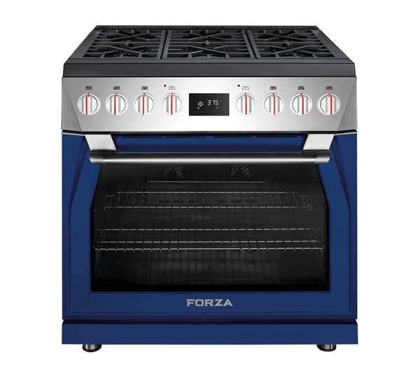 Forza 36-Inch Professional Dual Fuel Range in Dinamico Blue (FR366DF-B)