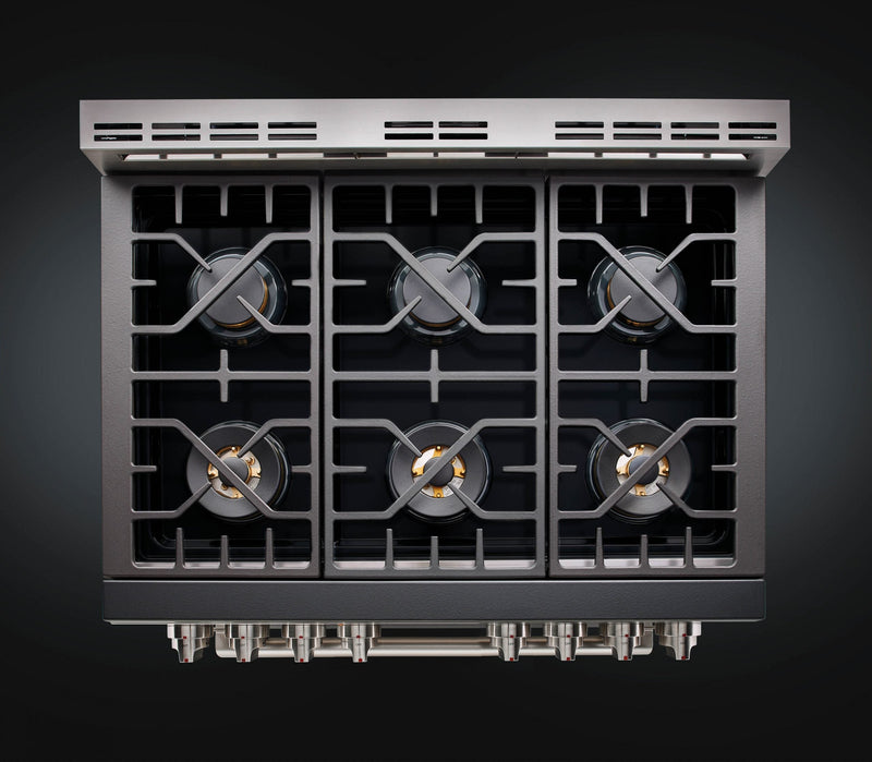 Forza 36-Inch Professional Dual Fuel Range in Audace Black (FR366DF-K)