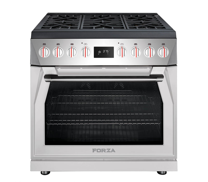 Forza 36-Inch Professional Dual Fuel Range in Valoroso White (FR366DF-W)