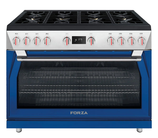 Forza 48-Inch Professional Dual Fuel Range in Dinamico Blue (FR488DF-B)