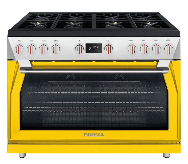 Forza 48-Inch Professional Dual Fuel Range in Ribelle Yellow (FR488DF-Y)