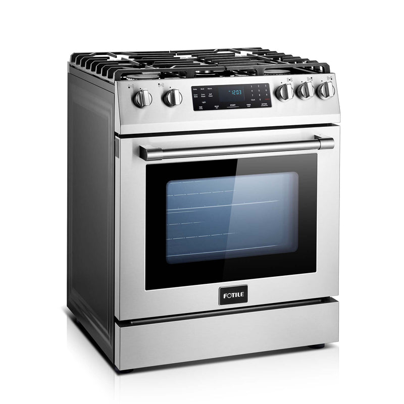 Fotile 30" Slide-In Pro Gas Range  with Total 58K BTU on 5 Sealed Burners,  4.8 Cu.Ft. oven with 4 main cooking modes, and Self Cleaning Mode (RLS30506)