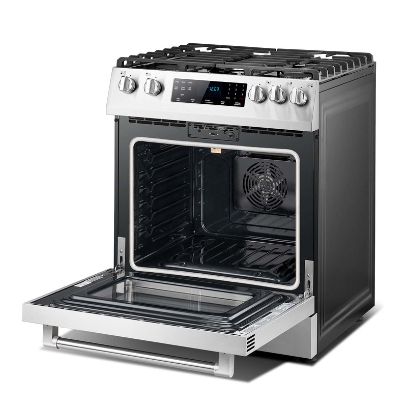 Fotile 30" Slide-In Pro Gas Range  with Total 58K BTU on 5 Sealed Burners,  4.8 Cu.Ft. oven with 4 main cooking modes, and Self Cleaning Mode (RLS30506)