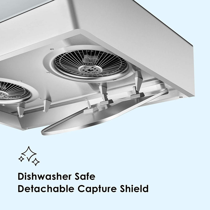 Fotile Pixie Air Series 30-inch 800 CFM Slim Line Under Cabinet Range Hood with WhisPower Motors and Capture-Shield Technology for Powerful & Quiet Cooking Ventilation (UQS3001)