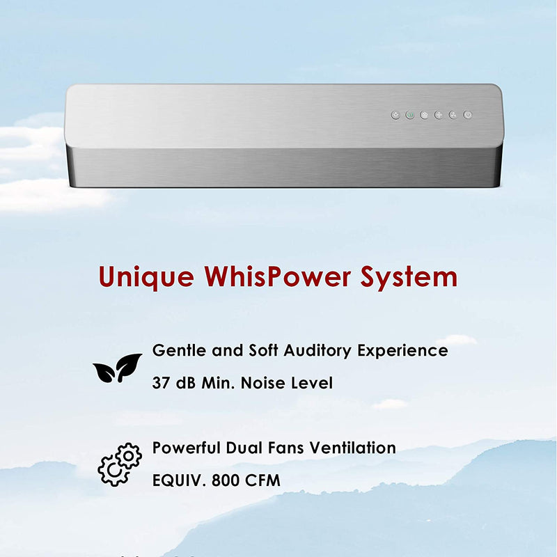 Fotile Pixie Air Series 30-inch 800 CFM Slim Line Under Cabinet Range Hood with WhisPower Motors and Capture-Shield Technology for Powerful & Quiet Cooking Ventilation (UQS3001)