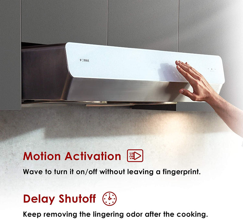 Fotile Pixie Air Series 30-inch 850 CFM Slim Line Under the Cabinet Range Hood with WhisPower Motors and Capture-Shield Technology for Powerful & Quiet Cooking Ventilation (UQG3002)