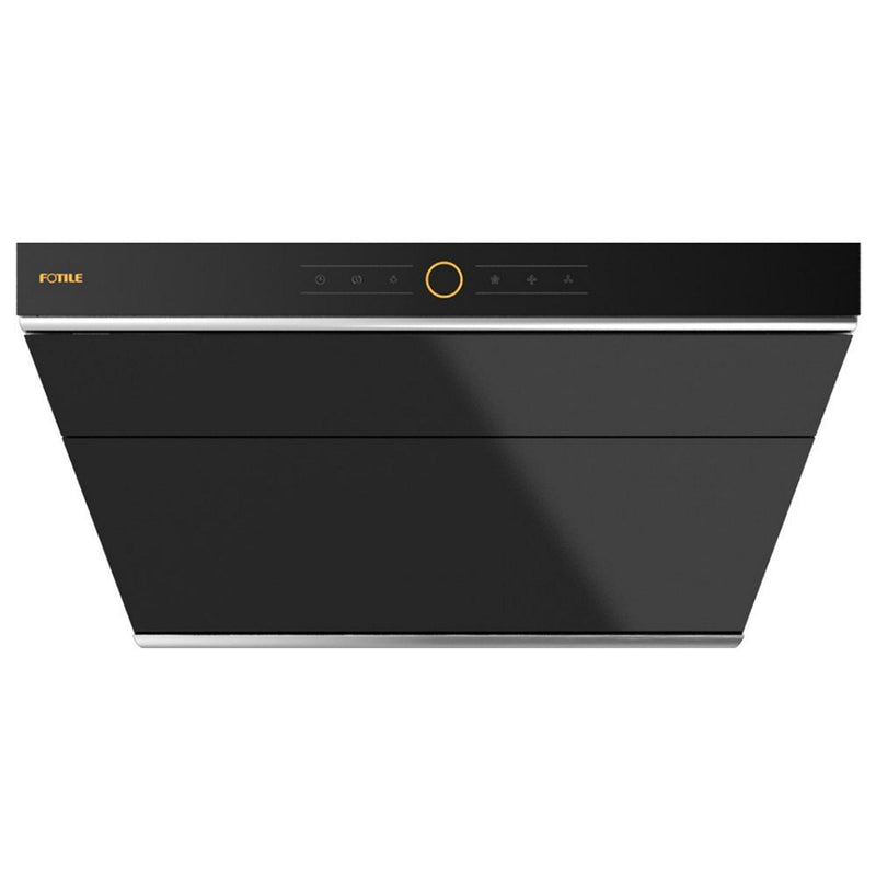 Fotile Slant Vent Series 30-inch 1000 CFM Under Cabinet Range  or Wall Mount Range Hood with 2 LED lights, Motion, and Touch Activation in Onyx Black Tempered Glass (JQG7505)