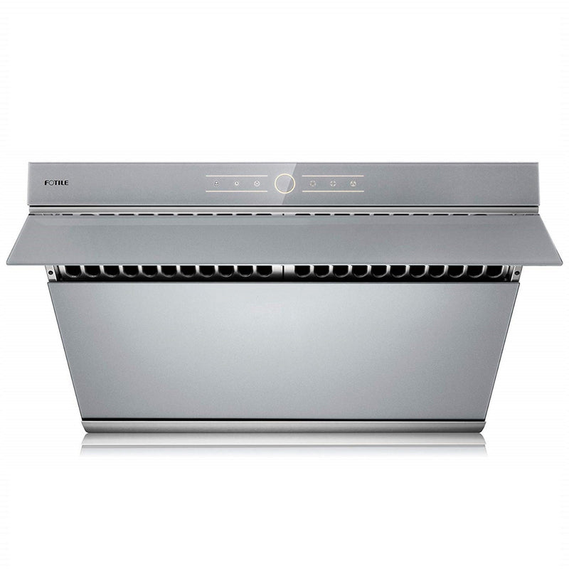 Fotile Slant Vent Series 30-inch 850 CFM Under Cabinet or Wall Mount Range Hood with 2 LED lights, and Touchscreen in Silver Grey Tempered Glass (JQG7501.G)