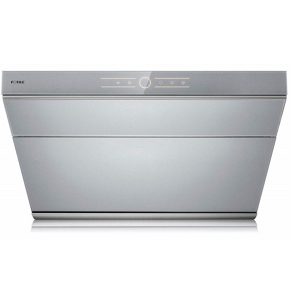 Fotile Slant Vent Series 30-inch 850 CFM Under Cabinet or Wall Mount Range Hood with 2 LED lights, and Touchscreen in Silver Grey Tempered Glass (JQG7501.G)