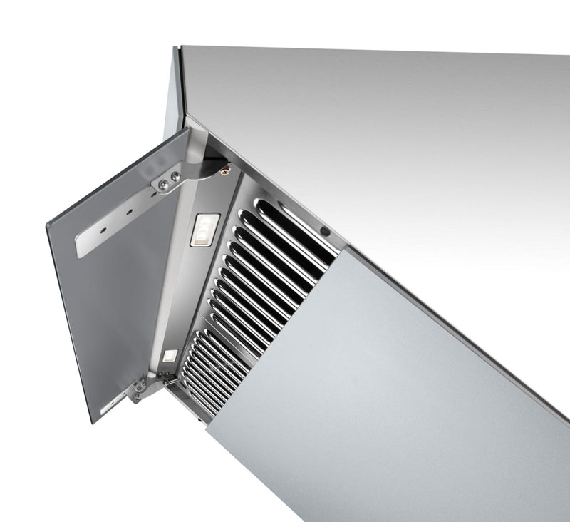 Fotile Slant Vent Series 30-inch 850 CFM Under Cabinet or Wall Mount Range Hood with 2 LED lights, and Touchscreen in Silver Grey Tempered Glass (JQG7501.G)