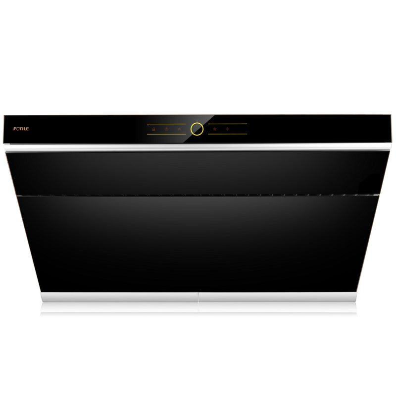 Fotile Slant Vent Series 36-inch 850 CFM Under Cabinet or Wall Mount Range Hood with 2 LED lights, and Touchscreen in Onyx Black Tempered Glass (JQG9001)