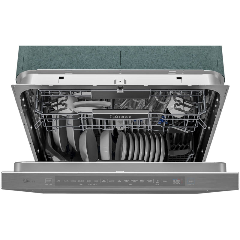 Midea 24" Top Control Smart Built-In Dishwasher Wi-Fi Enabled with 7 Wash Cycles 45 dBA in Stainless Steel (MDT24P5AST)