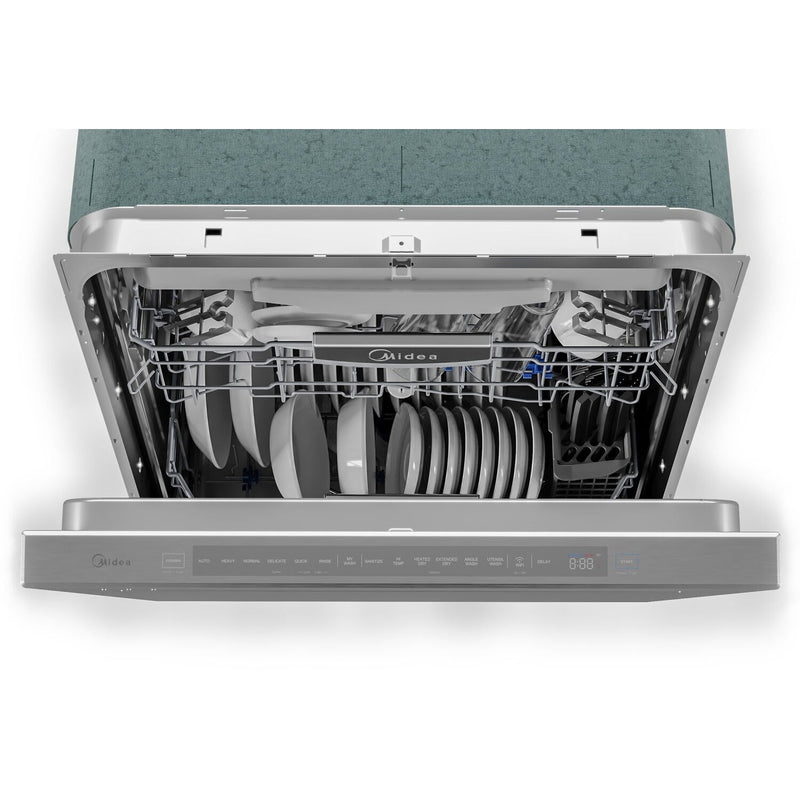 Midea 24" Top Control Smart Built-In Dishwasher WiFi Enabled with 6 Wash Cycles 45 dBA in Stainless Steel (MDT24P4AST)