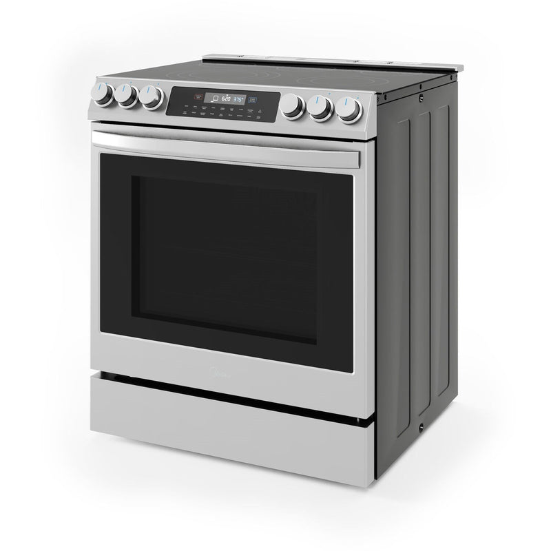 Midea 30" Smart Slide-in Electric Range with 5 Elements Wi-Fi Enabled, 6.3 Cu. Ft. Total Oven Capacity, Pro Style with True Convection in Stainless Steel (MES30S4AST)