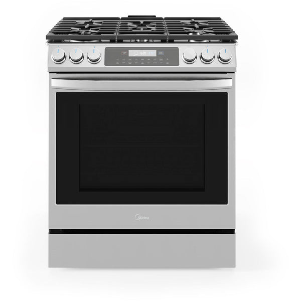 Midea 30" Smart Slide-in Gas Range with 5 Sealed Burners Wi-Fi Enabled, 6.1 Cu. Ft. Total Oven Capacity, Standard Convection in Stainless Steel (MGS30S2AST)