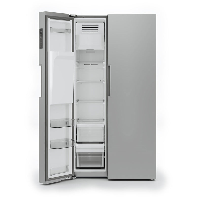 Midea 36" Freestanding Side by Side Refrigerator with 26.3 cu. Ft with 5 Glass Shelves with Water Dispenser in Stainless Steel (MRS26D5AST)