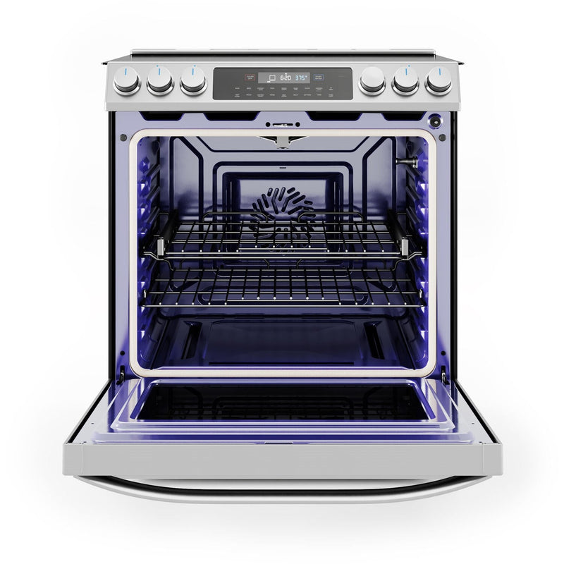 Midea 30" Smart Slide-in Electric Range with 5 Elements Wi-Fi Enabled, 6.3 Cu. Ft. Total Oven Capacity, Pro Style with True Convection in Stainless Steel (MES30S4AST)