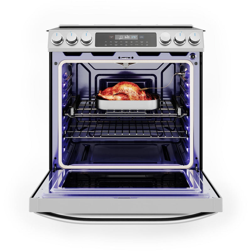 Midea 30" Smart Slide-in Electric Range with 5 Elements Wi-Fi Enabled, 6.3 Cu. Ft. Total Oven Capacity, Pro Style with True Convection in Stainless Steel (MES30S4AST)