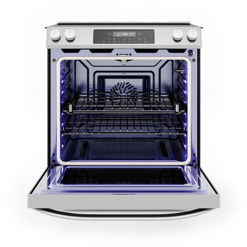 Midea 30" Smart Slide-in Electric Range with 5 Elements Wi-Fi Enabled, 6.3 Cu. Ft. Total Oven Capacity, Standard Convection in Stainless Steel (MES30S2AST)