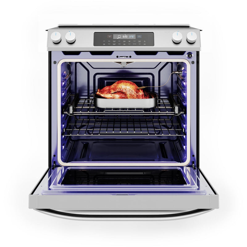 Midea 30" Smart Slide-in Electric Range with 5 Elements Wi-Fi Enabled, 6.3 Cu. Ft. Total Oven Capacity, Standard Convection in Stainless Steel (MES30S2AST)