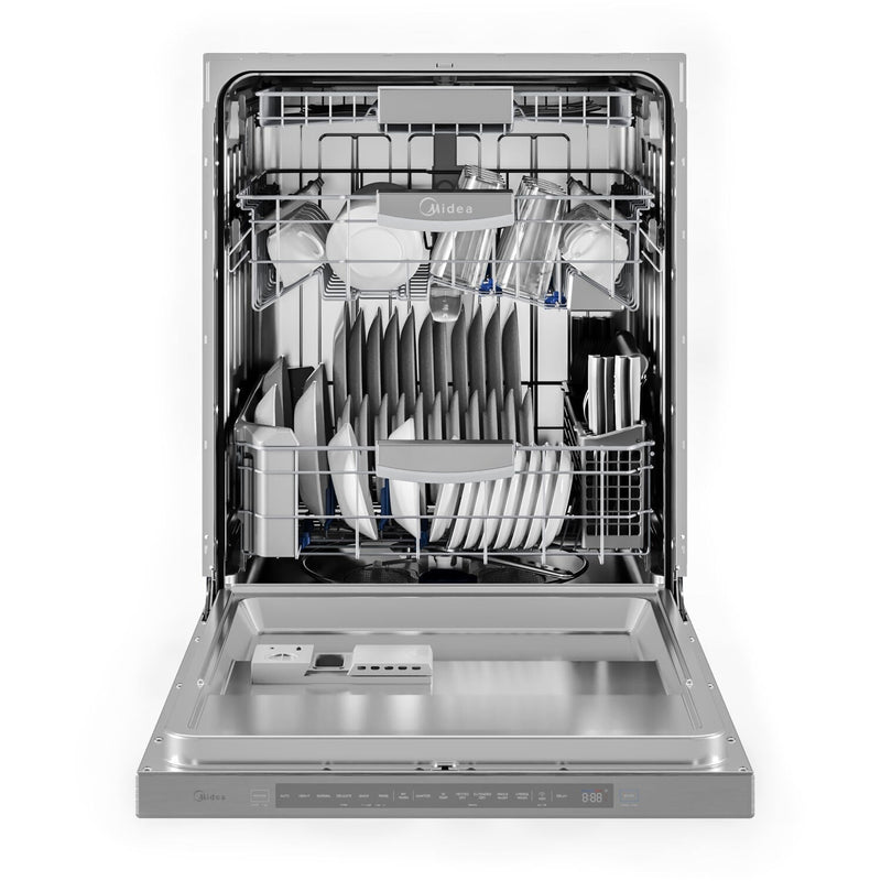 Midea 24" Top Control Smart Built-In Dishwasher Wi-Fi Enabled with 7 Wash Cycles 45 dBA in Stainless Steel (MDT24P5AST)