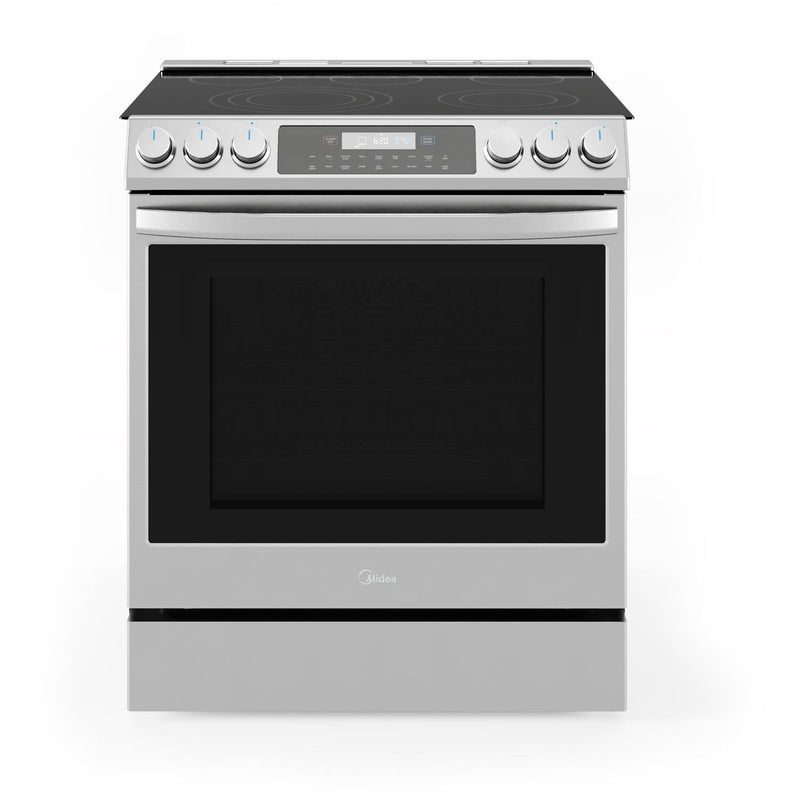 Midea 30" Smart Slide-in Electric Range with 5 Elements Wi-Fi Enabled, 6.3 Cu. Ft. Total Oven Capacity, Pro Style with True Convection in Stainless Steel (MES30S4AST)