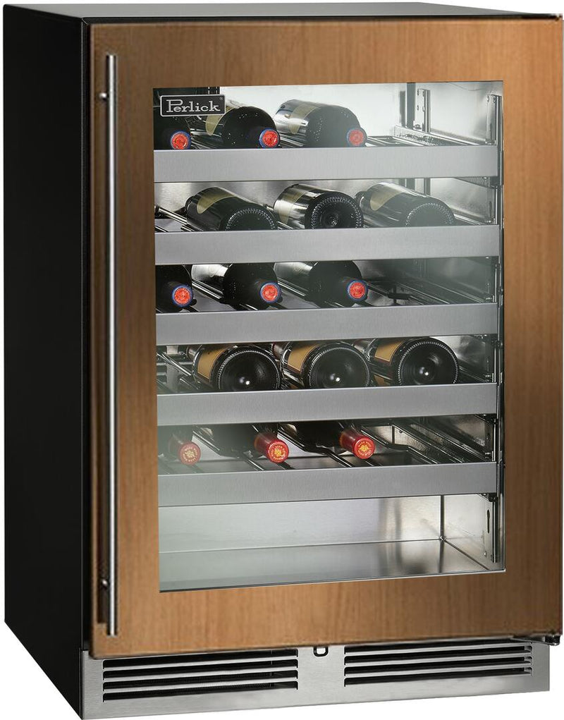 Perlick C Series 24" Built-In Single Zone Wine Cooler with 45 Bottle Capacity, Panel Ready with Glass Door (HC24WB-4-4L & HC24WB-4-4R)