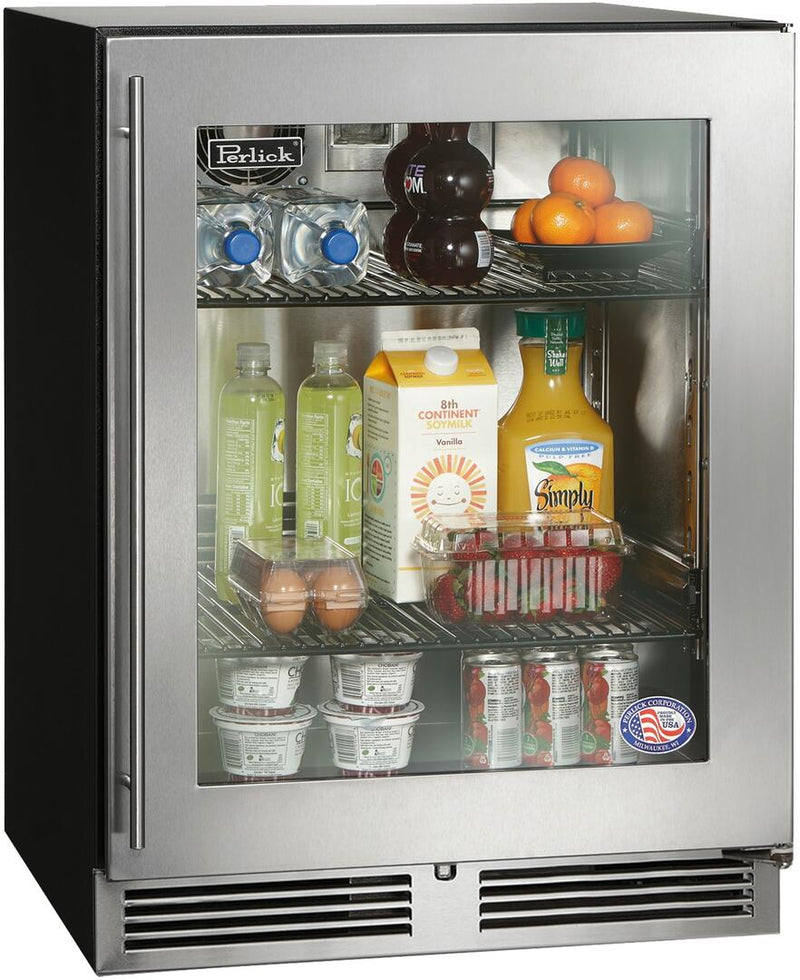 Perlick Series 24" Built-In Counter Depth Compact Refrigerator with 4.8 cu. Ft in Stainless Steel with Glass Door (HA24RB-4-3L & HA24RB-4-3R)