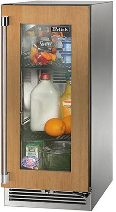 Perlick Signature Series 15" Built-In Counter Depth Compact Refrigerator with 2.8 cu. ft. Capacity, Panel Ready with Glass Door (HP15RS-4-4L & HP15RS-4-4R)