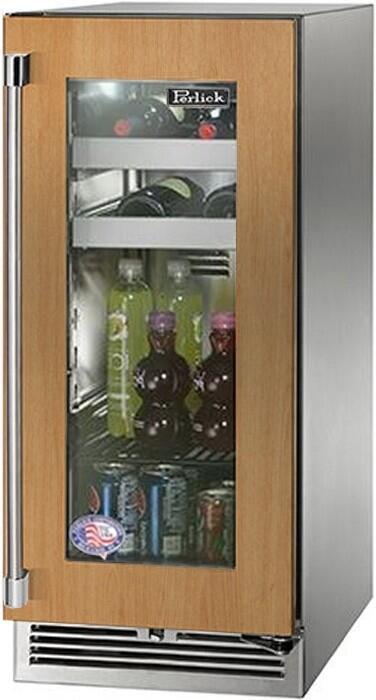 Perlick Signature Series 15" Built-In Single Zone Wine Cooler with 20 Bottle Capacity, Panel Ready with Glass Door (HP15WS-4-4L & HP15WS-4-4R)