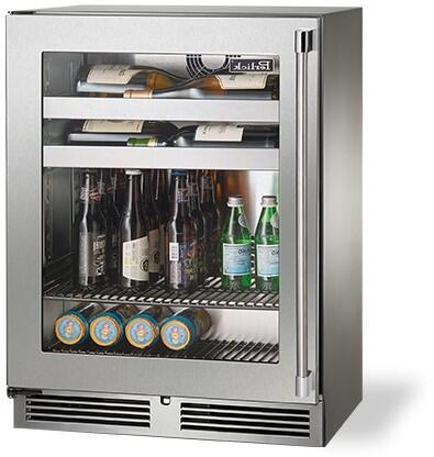 Perlick Signature Series 24" 3.1 cu. ft. Capacity Built-In Glass Door Beverage Center with 3.1 cu. ft. Capacity in Stainless Steel with Glass Door (HH24BS-4-3L & HH24BS-4-3R )